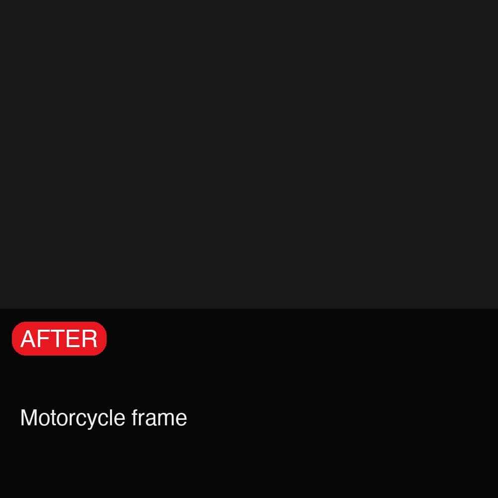 Motorcycle frame after gloss black coating