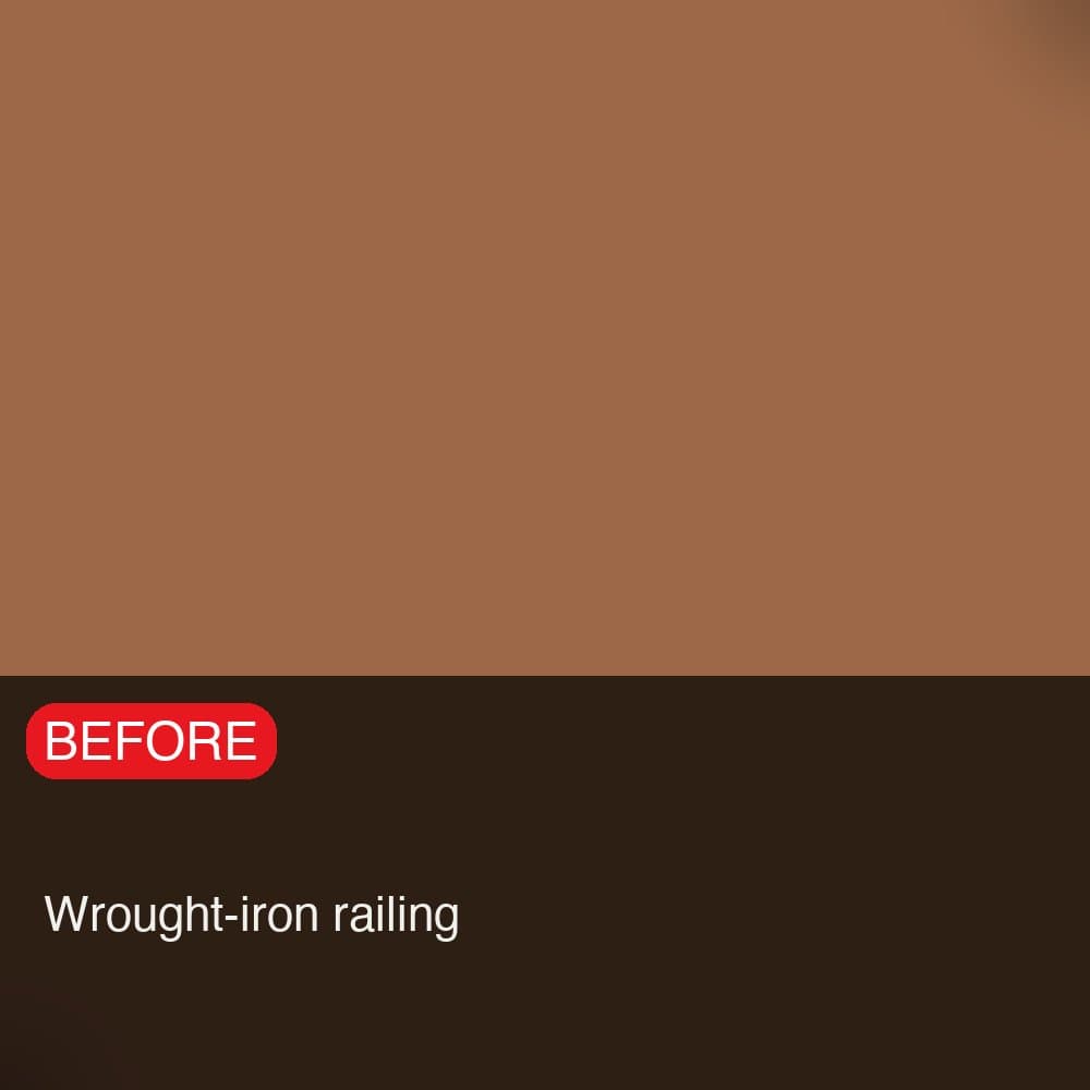 Rusted wrought-iron railing before coating